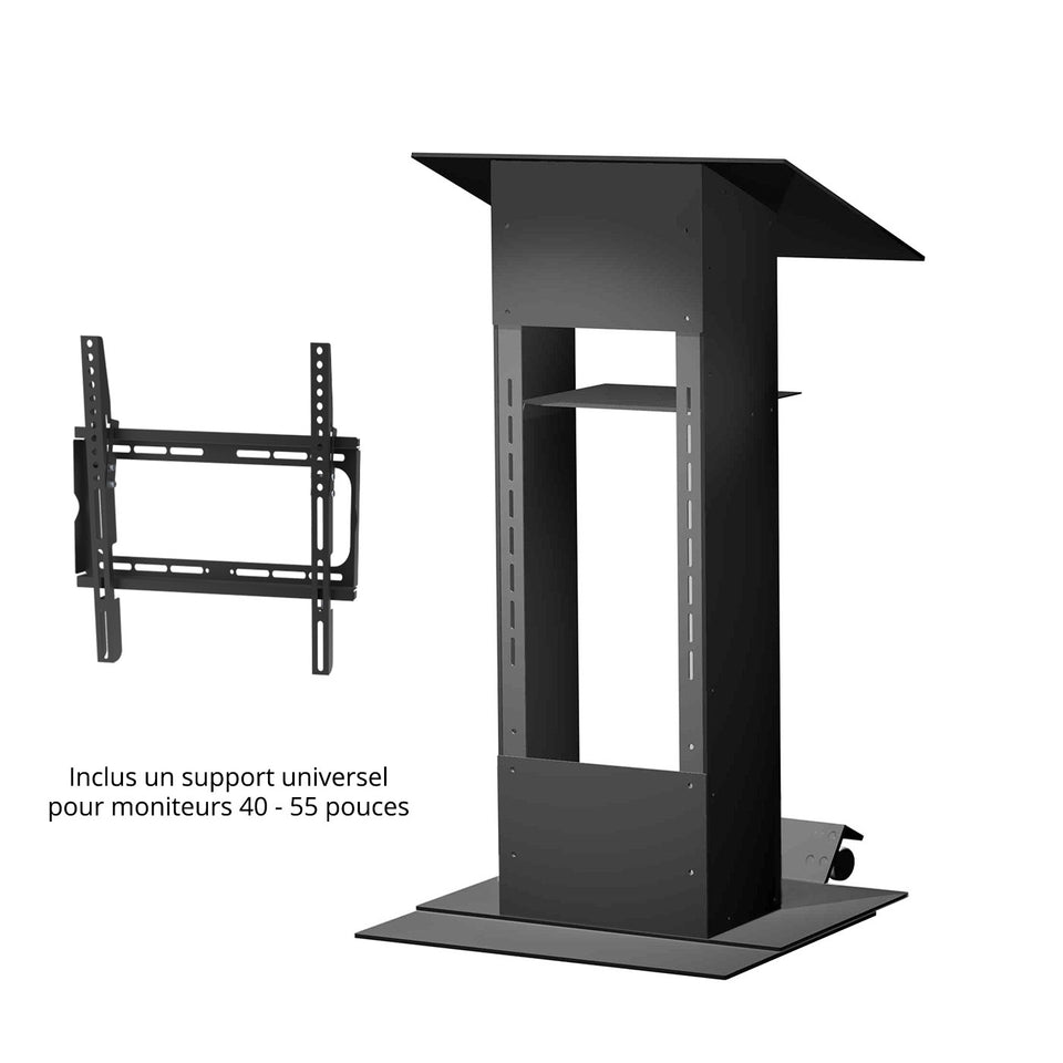 Lutrin K5 - Aluminium, par Produits Urbann vue latérale - avec roulettes