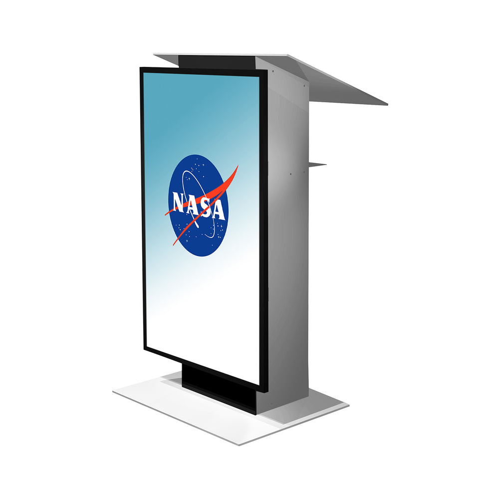 Lutrin K5 - Aluminium, avec moniteur par Produits Urbann vue latérale